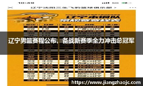 辽宁男篮赛程公布，备战新赛季全力冲击总冠军